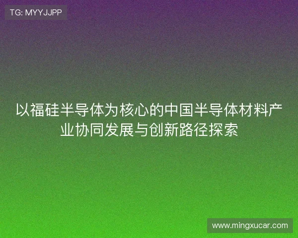 以福硅半导体为核心的中国半导体材料产业协同发展与创新路径探索